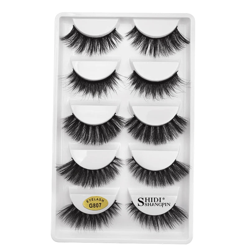 Lot de 5 Paires de Faux Cils 3D Fait Main — Longueur & Volume Sophistiqué - PrimeFinds
