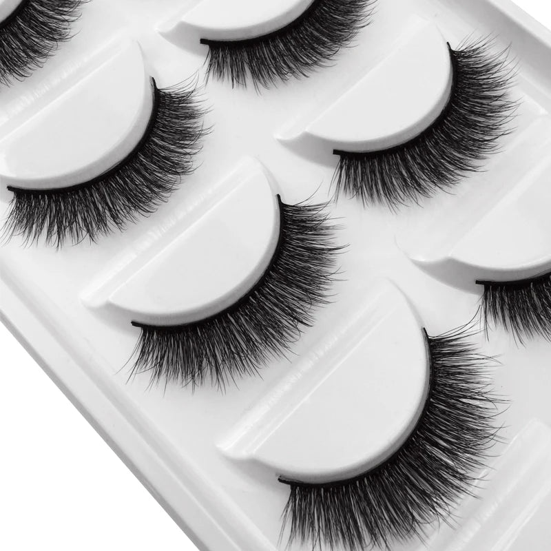 Lot de 5 Paires de Faux Cils 3D Fait Main — Longueur & Volume Sophistiqué - PrimeFinds