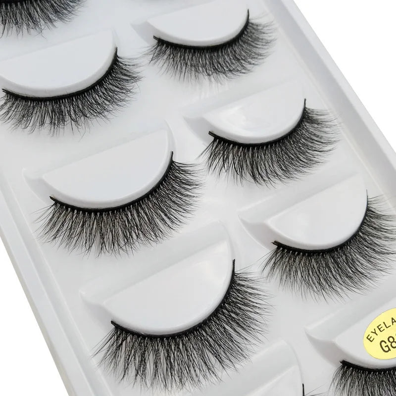 Lot de 5 Paires de Faux Cils 3D Fait Main — Longueur & Volume Sophistiqué - PrimeFinds