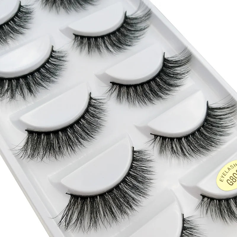 Lot de 5 Paires de Faux Cils 3D Fait Main — Longueur & Volume Sophistiqué - PrimeFinds