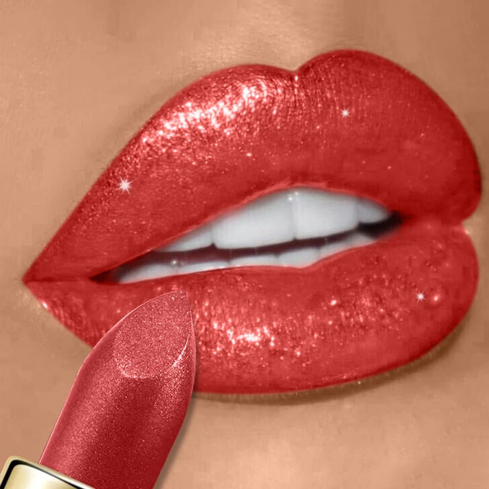 Rouge à Lèvres Pailleté Nacré Waterproof — Glitter Metallic Lipstick - PrimeFinds