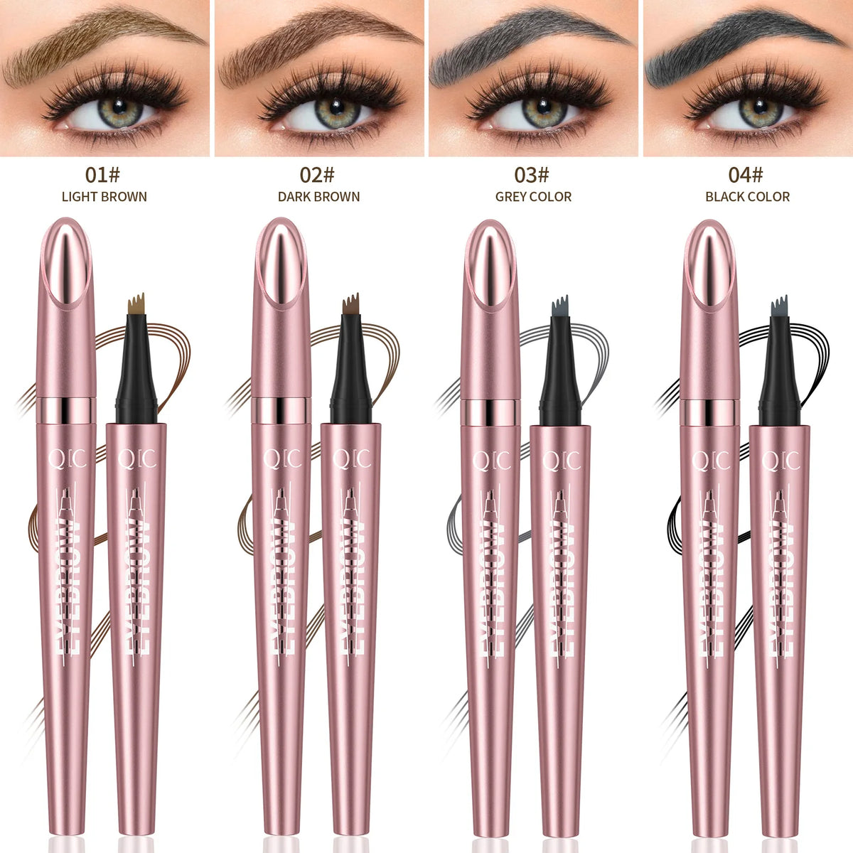 Stylo Sourcils Effet Microblading 4 Pointes — Longue Tenue & Waterproof - PrimeFinds