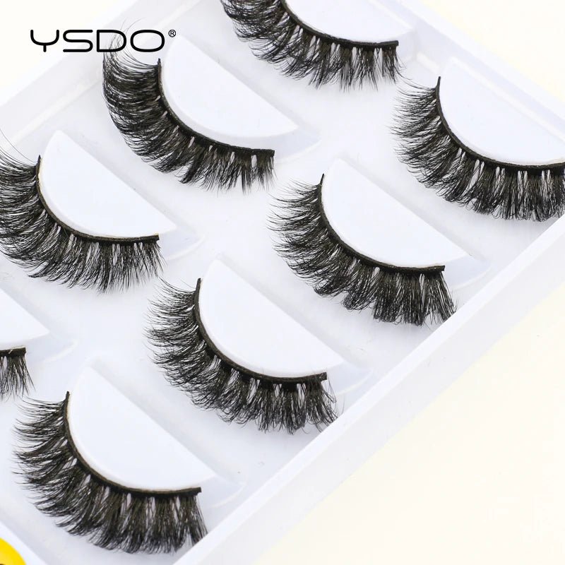 Lot de 5 Paires de Faux Cils 3D Fait Main — Longueur & Volume Sophistiqué - PrimeFinds