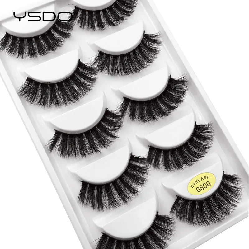 Lot de 5 Paires de Faux Cils 3D Fait Main — Longueur & Volume Sophistiqué - PrimeFinds