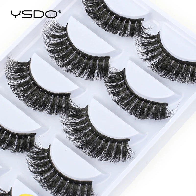 Lot de 5 Paires de Faux Cils 3D Fait Main — Longueur & Volume Sophistiqué - PrimeFinds