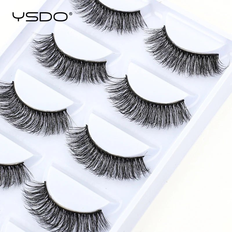 Lot de 5 Paires de Faux Cils 3D Fait Main — Longueur & Volume Sophistiqué - PrimeFinds
