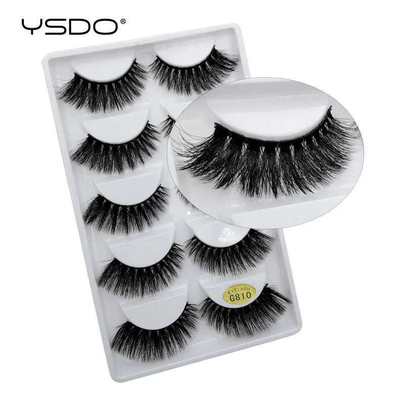 Lot de 5 Paires de Faux Cils 3D Fait Main — Longueur & Volume Sophistiqué - PrimeFinds