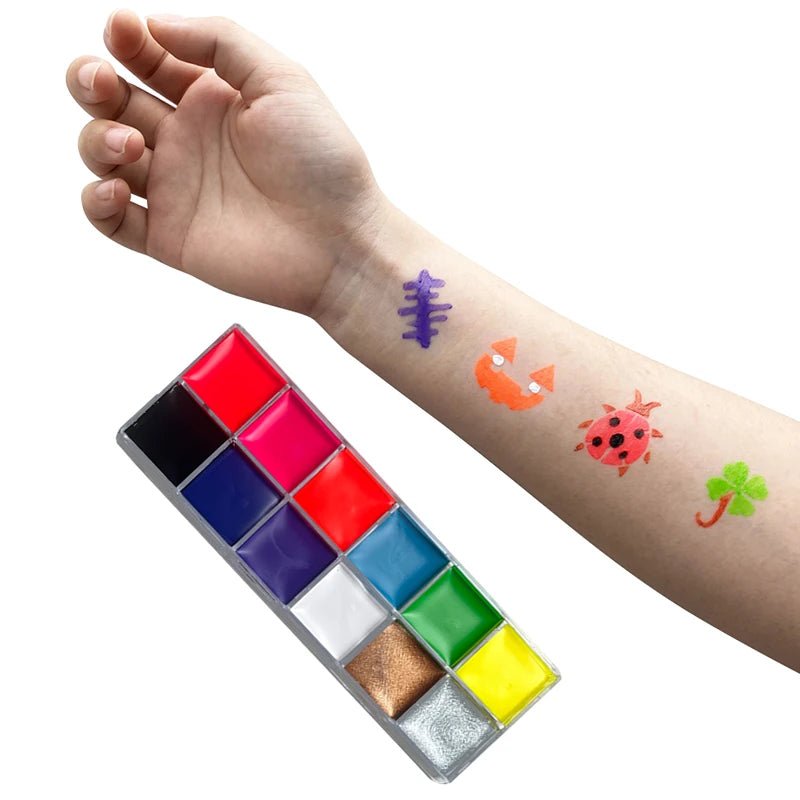 Palette Maquillage Fluorescent UV 12 Couleurs avec Pinceau — Visage & Corps Halloween - PrimeFinds