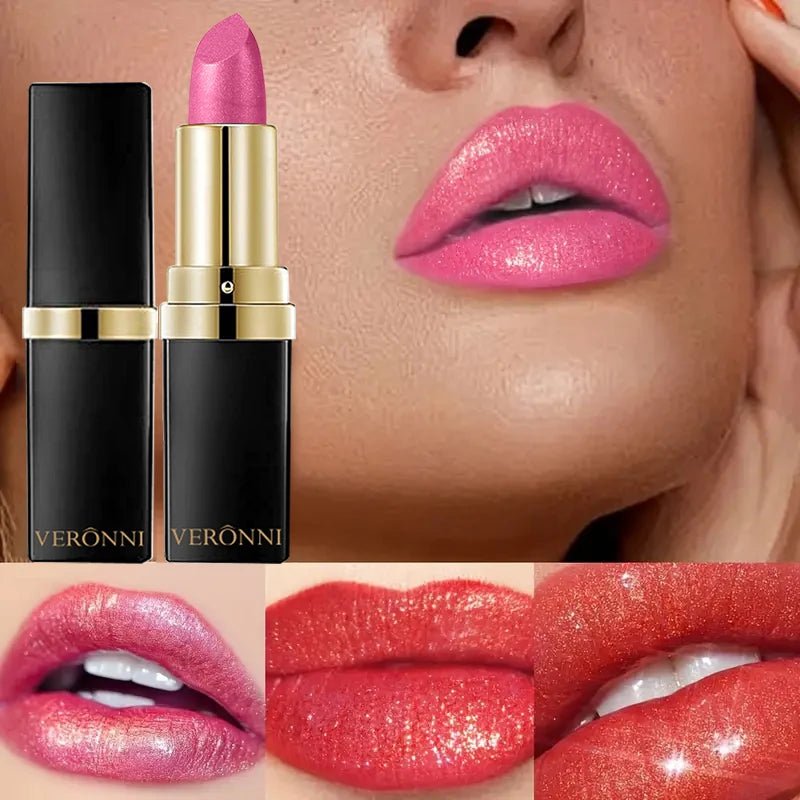 Rouge à Lèvres Pailleté Nacré Waterproof — Glitter Metallic Lipstick - PrimeFinds
