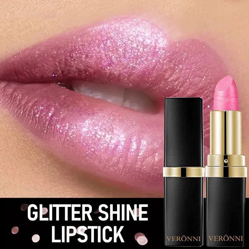 Rouge à Lèvres Pailleté Nacré Waterproof — Glitter Metallic Lipstick - PrimeFinds
