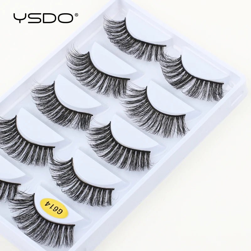 Lot de 5 Paires de Faux Cils 3D Fait Main — Longueur & Volume Sophistiqué - PrimeFinds