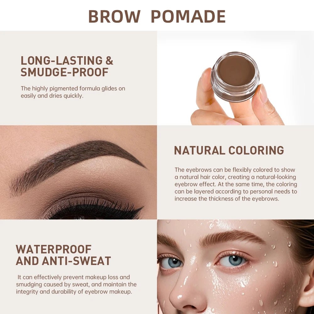 Pommade à Sourcils Waterproof avec Pinceau Double Embout - PrimeFinds