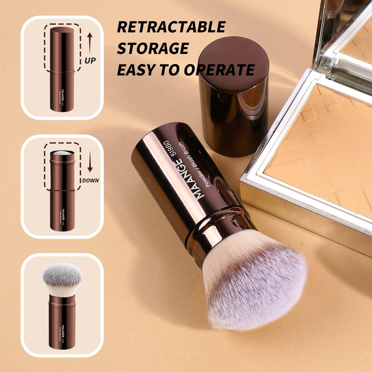 Pinceau Teint Rétractable Double Embout | Kabuki & Poudre - PrimeFinds