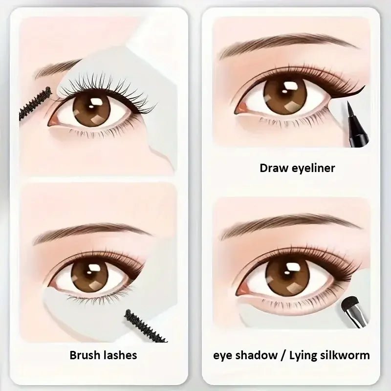 Pochoir Maquillage Yeux en Silicone 3-en-1 — Eyeliner, Mascara & Fard - PrimeFinds