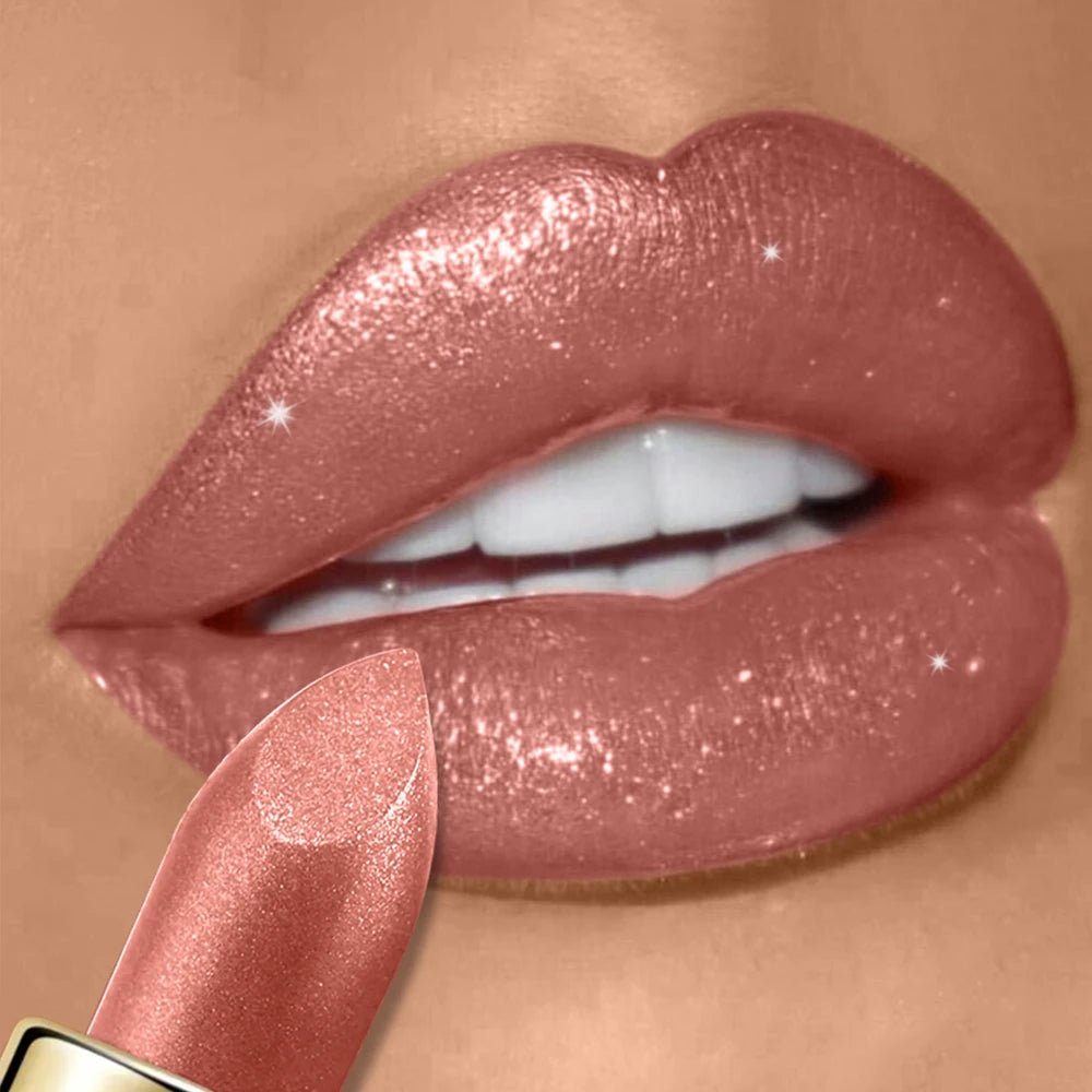 Rouge à Lèvres Pailleté Nacré Waterproof — Glitter Metallic Lipstick - PrimeFinds
